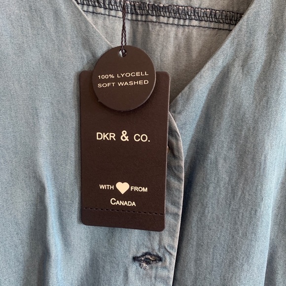 NWT DKR & Co blue lyocell drawstring dress - Picture 2 of 6